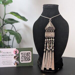 Grey Chalcedoy geometric pendant